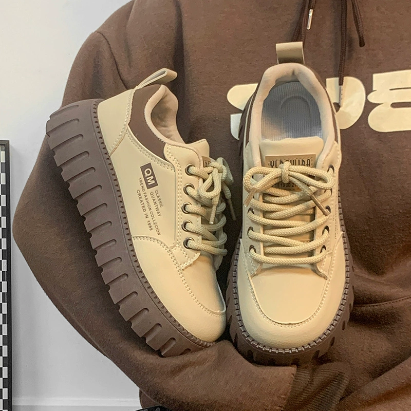 Туфли на толстой подошве маленькие белые туфли для женщин s прилив 2024 весной дикие бисквитные туфли для женщин