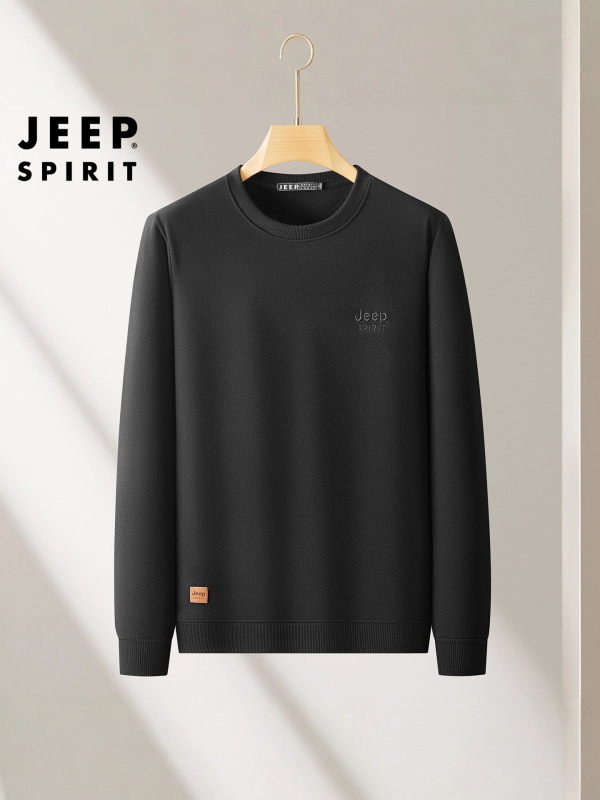 JEEP SPIRIT卫衣男2025秋冬新款抗皱透气加绒保暖时尚休闲圆领打|undefined