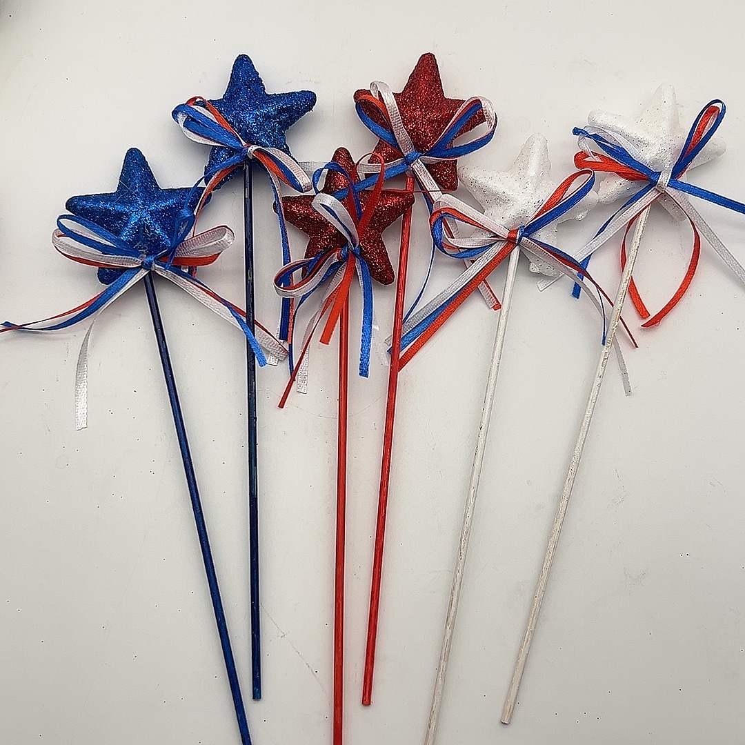 Spot transfronterizo Día de la Independencia de EE. UU. Espuma de espuma rosa brillante estrella de cinco puntas decoración de mesa