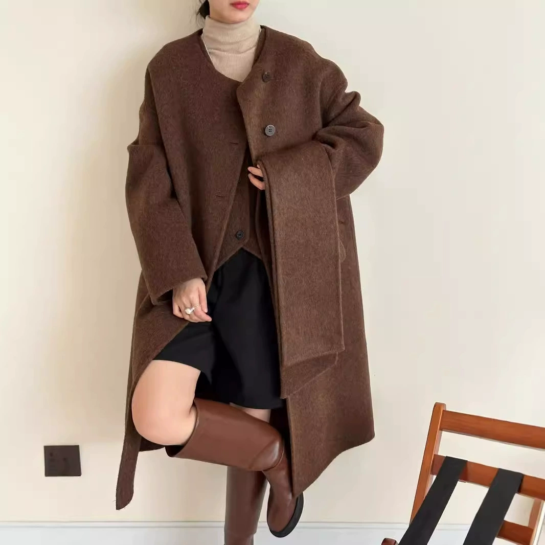 【Хайннинг】Шэн Сяо 2024 осень и зима жакет из yak velvet mulberry silk wool одинарное ревизия шарф-пальто