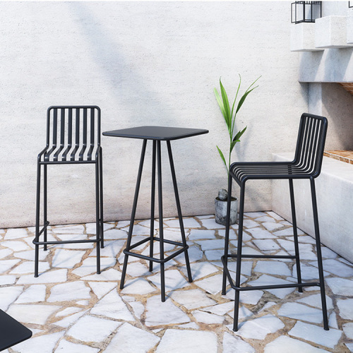 Modern minimalist outdoor metal tables and chairs, café and restaurant outdoor high-legged tables and chairs, garden balcony outdoor bar counter tables