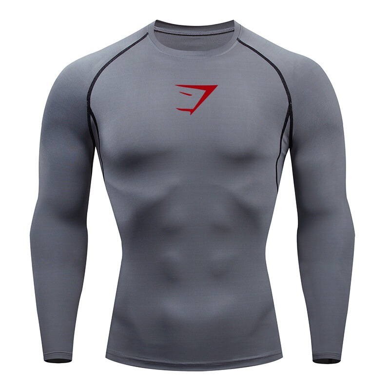 Y2K Men's T-Shirt Short Sleeve Quick-Drying Sports Tight T-Shirt Shark Quick-Drying Gym Training Tights Sports Short Sleeve