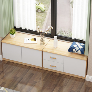 Solid Wood Balcony Storage Cabinet Bay Window Cabinet Sitting Long Cabinet Bedroom Tatami Windowsill Floor Cabinet Low Cabinet Storage