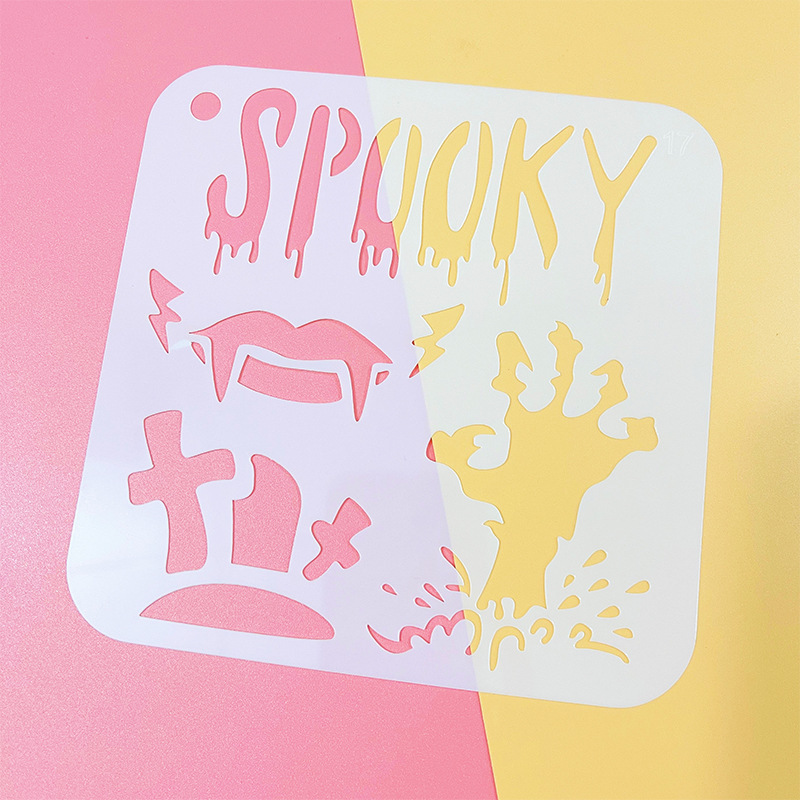 アマゾンハロウィーン手帳絵画テンプレート24種類落書き透かし彫りプラスチック画板児童diy絵画テンプレート|undefined