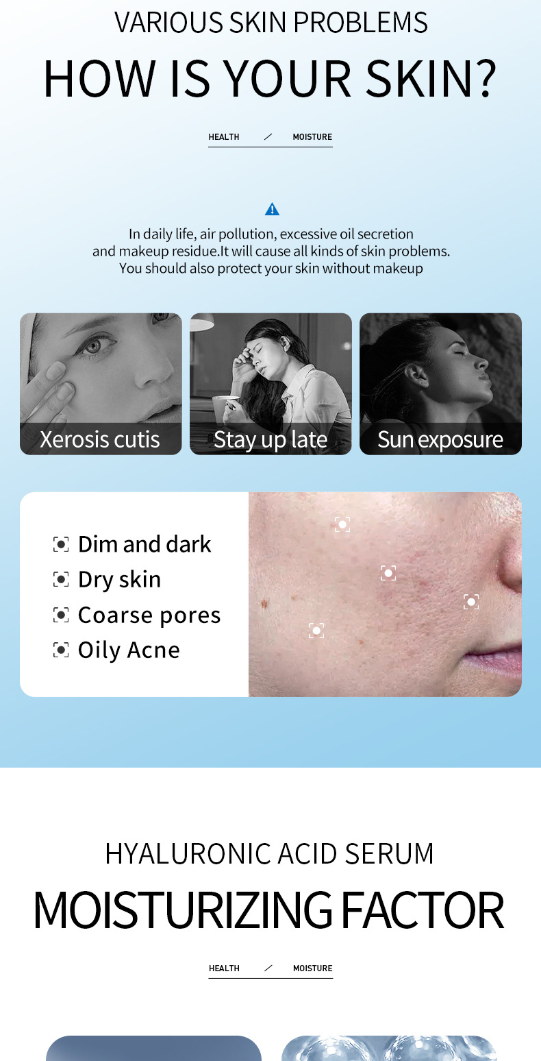 100% English Essence SADOER Hyaluronic Acid Moisturizing Essence Moisturizing Essence Moisturizing Skincare Products Cross-Border