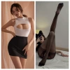 Black and white+black opening stockings