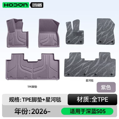 Modelə uyğun ayaqaltı S05 floor mats TPE27 model - deep-blue-car-s05-27-models-double-layer-foot-mat-purple-tpe-gray-galaxy-carpet-with-starlight-embellishments