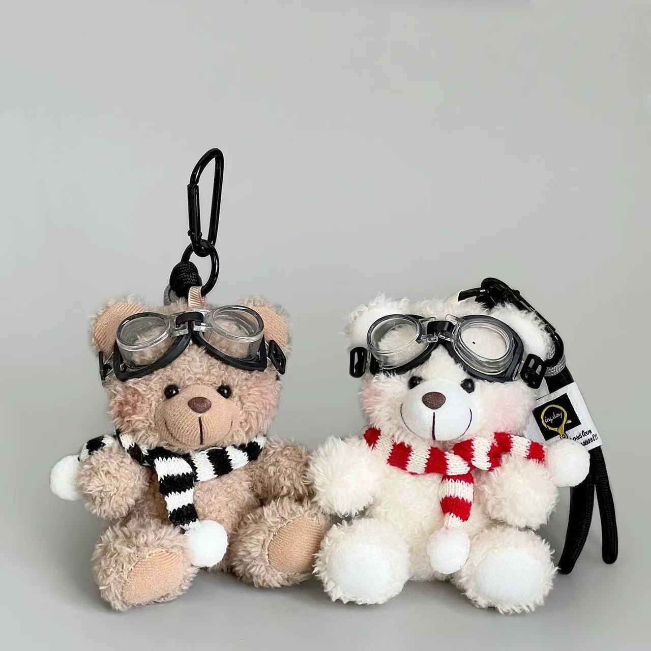 Ins bufandas lindas gafas osos peludos bolsas de muñecas colgantes para parejas regalos llaveros bolsas creativas colgantes