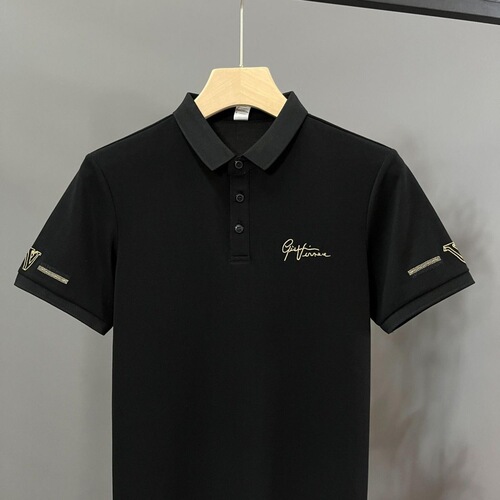 Summer thin short-sleeve Polo shirt for men, Korean style, slim fit, embroidered, side slits, casual, business, versatile, collar T-shirt top