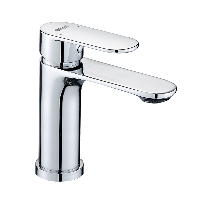 Uno por uno, grifo de lavabo transfronterizo, lavabo sobre encimera, lavabo, pistola de cobre, mueble de baño gris, orificio único frío y caliente