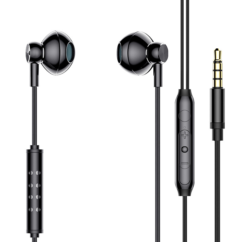 Key-controlled ear-return wired headphones suitable for live karaoke streaming, binaural flat-ear headphones with wire control for gaming and music - 11