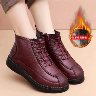 Mother Cotton Shoes Women's Winter Fleece-lined Old Beijing Cotton Shoes Milk Shoes Non-slip Soft Sole Thickened Warm Elderly Snow Boots