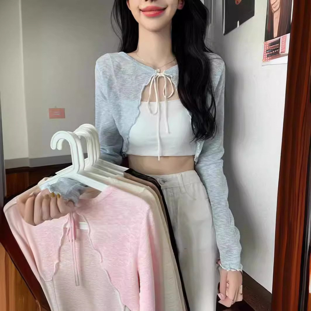 开衫上衣女2024新款可外穿轻薄披肩夏季吊带外搭罩衫短外套