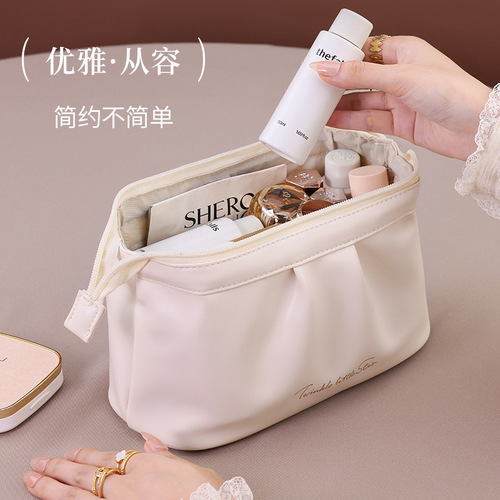 Rose Story Waterproof PU Foldable Makeup Bag Large Capacity High-end Travel Small Women's Portable Ins Style Handbag