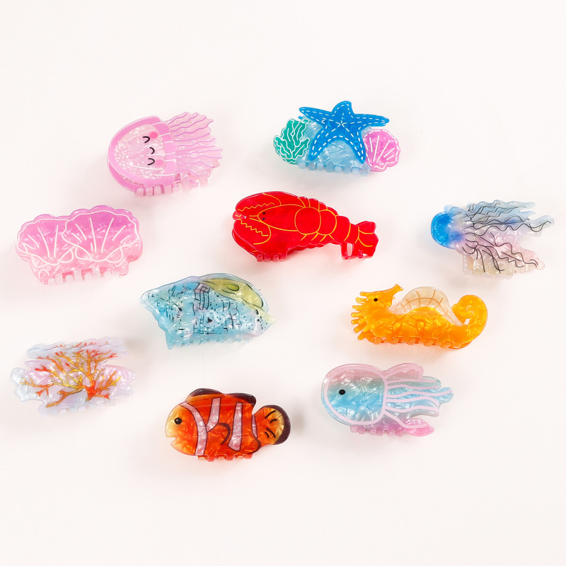 戈蕾思饰品缤纷海洋生物高级感抓夹水母海星后脑勺发夹鲨鱼夹发饰|undefined