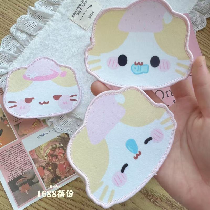 古早感坏笑猫刘海贴可爱少女棉花糖猫碎发贴魔术贴儿童发饰不伤发|undefined