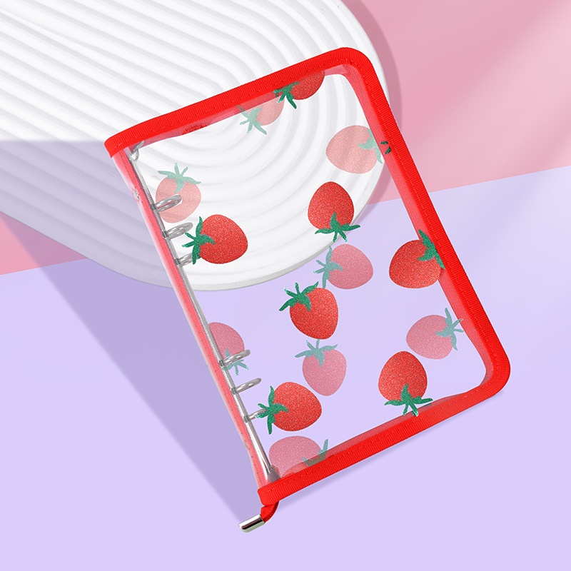 Japonés y coreano ins brillo de 6 agujeros de hojas sueltas cuaderno cremallera borde transparente brillo estrella persiguiendo libro Shell en stock