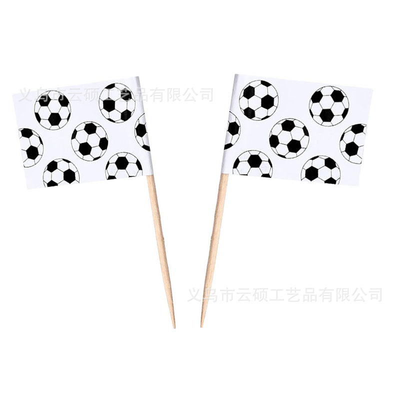 足球款牙签旗 足球主题生日派对装饰牙签旗 足球篮球橄榄球牙签旗