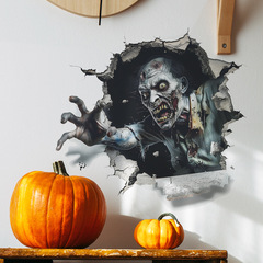 外貿萬聖節驚悚破牆喪屍臥室客廳玄關家居裝飾牆貼貼紙自粘批發