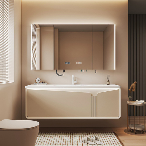 Corian Integrated Basin Bathroom Cabinet with Soft-Touch Rounded Edges – Washstand & Vanity Combo for Bathrooms, Including a Washbasin Cabinet