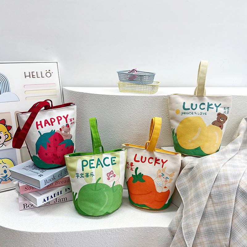 Original Cartoon Canvas Bucket Bag Full Moon Banquet Accompanying Gift Bag Going Out Mummy Bag Kindergarten Cute Small Bag Original Cartoon Canvas Bucket Bag Full Moon Banquet Accompanying Gift Bag Going Out Mummy Bag Kindergarten Cute Small Bag