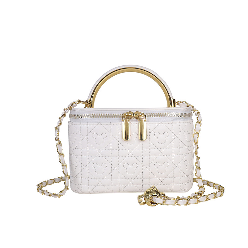 Bolso de mujer de comercio exterior nueva moda caja de mano bordada de diamante bolso cuadrado de oro cadena bolso de hombro