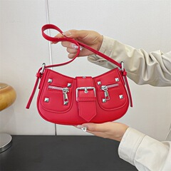 跨境小包包女包2024新款鉚釘小方包女士腋下包時尚單肩斜挎包bags