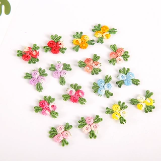 2CM水溶刺绣七彩小花朵花片饰品发夹项链服装辅料家居工艺品配件