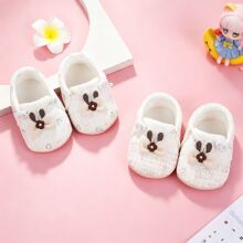 小月龄婴儿学步鞋居家防滑软底鞋可爱卡通印花棉布防掉抽绳宝宝鞋