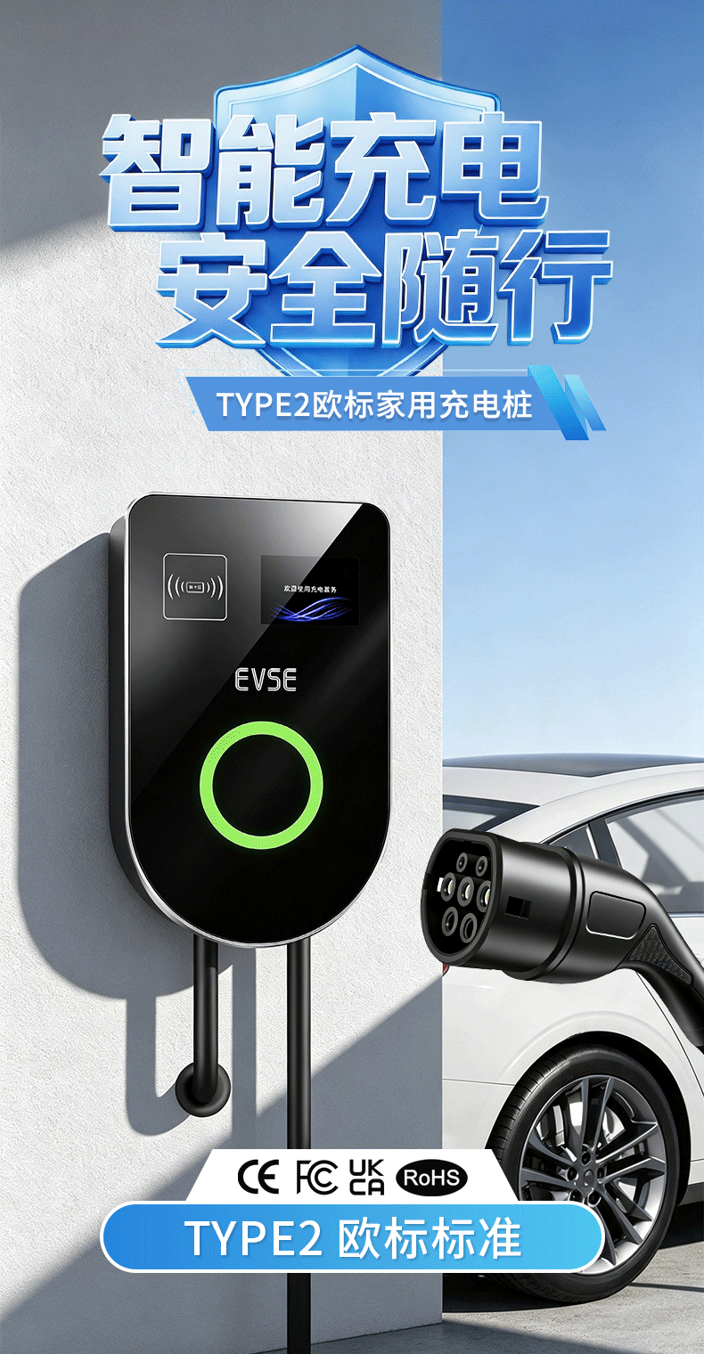 Cross-Border Type2 European Standard Charging Gun 7Kw Ev Charger New Energy Vehicle Ac Home Charging Station