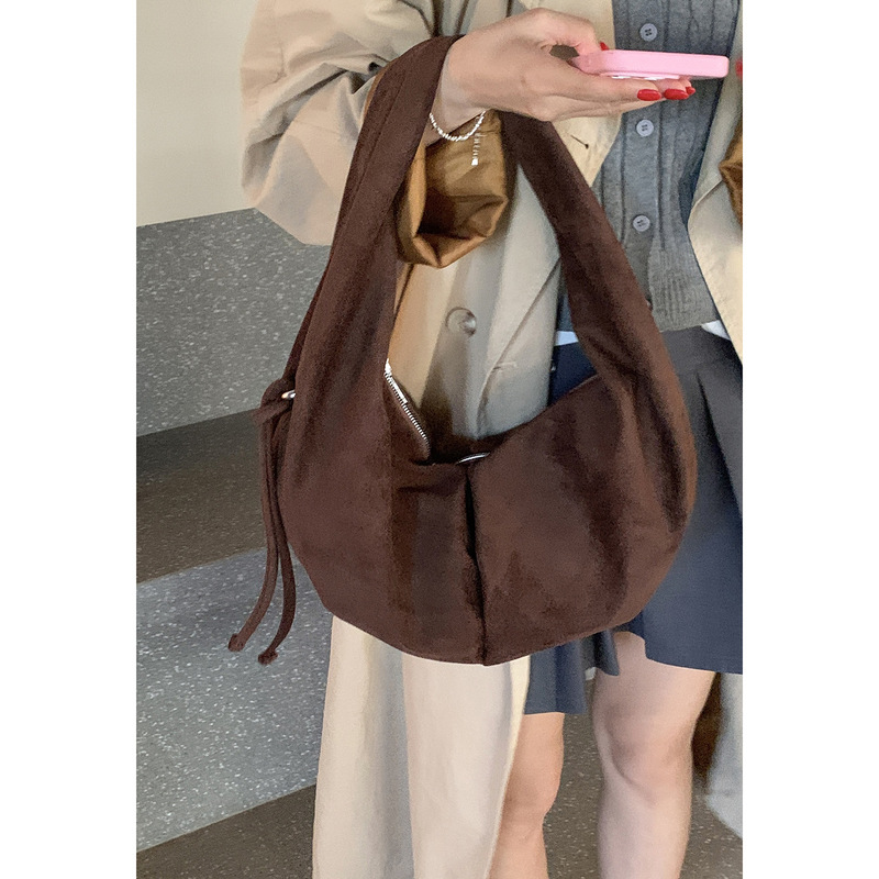 复古麂皮绒豹纹新月包包女2025新款秋冬时尚腋下包大容量手提包|undefined