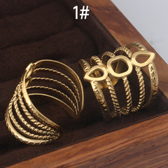 Stainless steel men's and women's universal leaf ring titanium steel 18k gold ring trendy minimalist versatile fashion ring