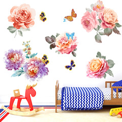 廠家批發新款蝴蝶花朵牡丹花牆貼兒童房客廳臥室跨境裝飾畫KSR-35