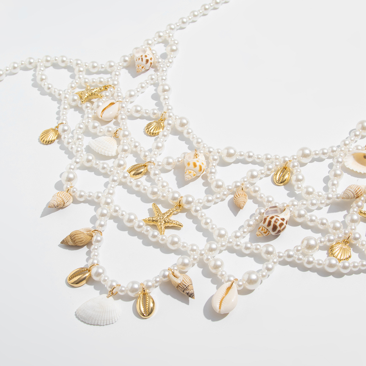 123g Weight Body Chain Classification 1 Piece Quantity Holiday Occasion Imitation Pearl Material Starfish Pattern Spring&Summer Season Women's Gender Knitting Design Ethnic Style Style Wholesale Jewelry Ethnic Style Starfish Imitation Pearl Knitting Body Chain 4
