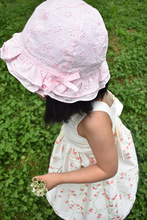 外貿原單女童盆帽歐美女寶寶純棉花邊盆帽蕾絲銹花布公主帽漁夫帽