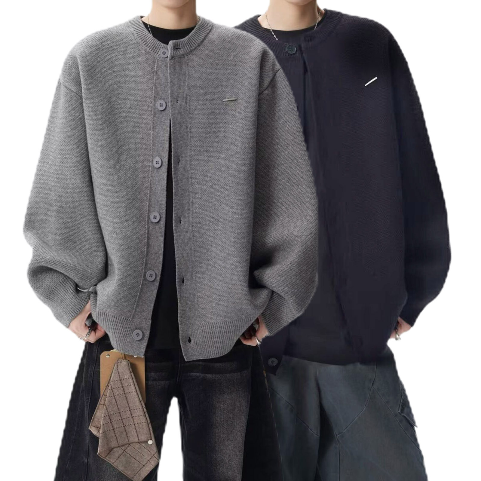 Explosiones transfronterizas de tamaño europeo suéter de jersey de gran tamaño cardigán chaqueta de color sólido fábrica de negocios al por mayor