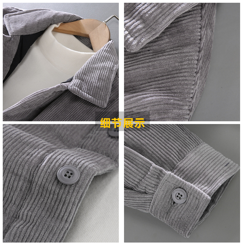 G082 japonés retro casual algodón y engrosamiento de pana hombres chaqueta juvenil camisa todo partido entrega de una pieza