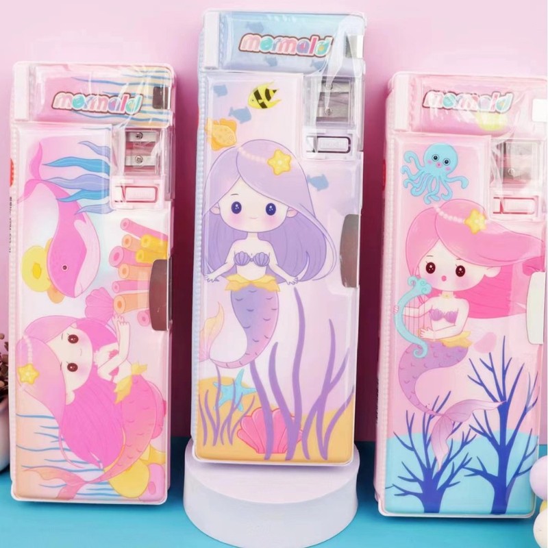 クリエイティブ多機能文房具ケース小学生大容量鉛筆収納ケース子供二重プラスチック漫画鉛筆ケース|undefined