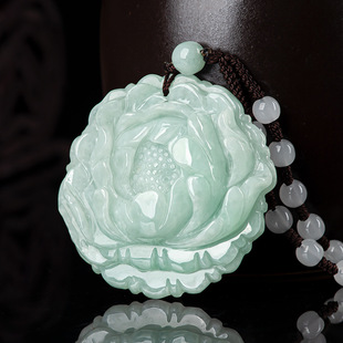 Natural Burma A Jade Peony Flower Hanging Ornaments Ice Jade Pendant Pendant for Men and Women Sihui Jade Wholesale
