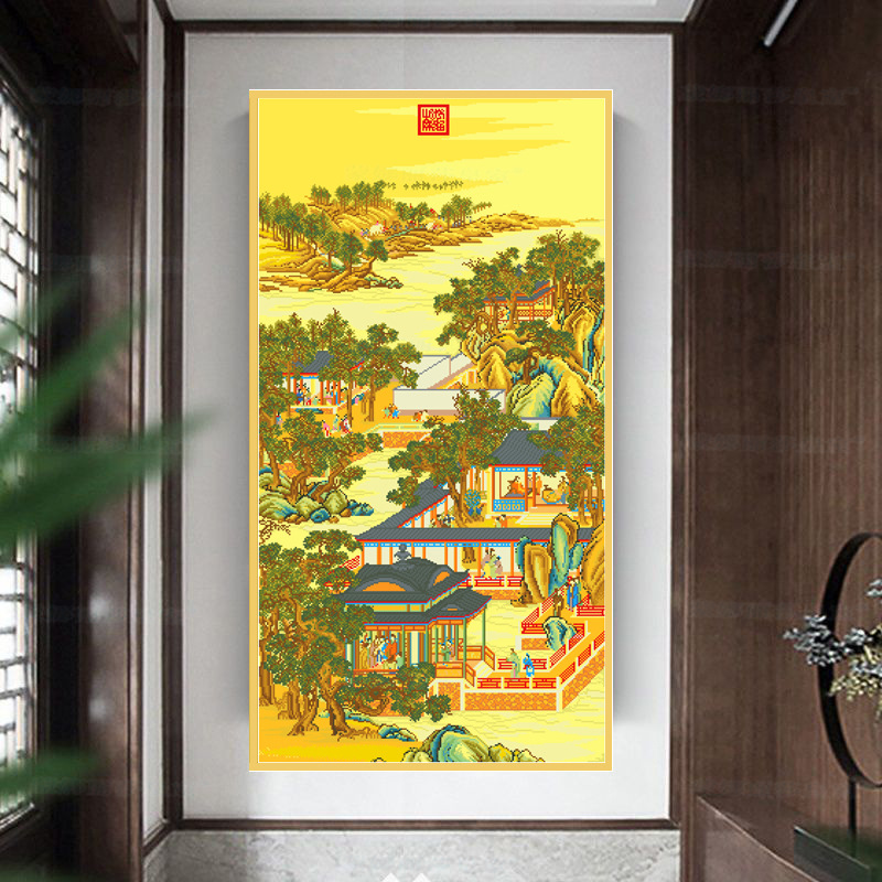 Punto de Cruz Real de la Mona Lisa: Meditación de Noviembre de Yongzheng, Decoración de Punto de Cruz de Estilo Antiguo para Sala de Estudio y Sala de Estar, Estilo Antiguo.