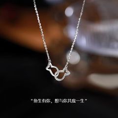 小红书闪钻双鱼锁骨链项链女轻奢高级ins气质百搭闺蜜时尚锁骨链