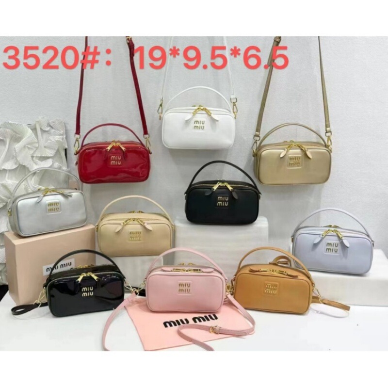 Miu Miaojia New Lambskin Bowling Hand-Held Fashion Camera Small Square Bag Single Shoulder Crossbody Boston Women's Bag