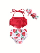 Q 13528 Strawberry Print Two-Piece Swimsuit ŮͯӾ�� �羳��