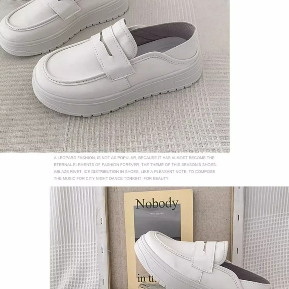 Celebridad de la red 2024 otoño nuevo estilo femenino estilo británico moda todo-fósforo temperamento casual y cómodo zapatos Lefu suela suave superficie suave