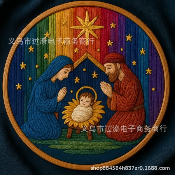 独立站新款Stitch the Holy StoryDIY神圣的故事诞生刺绣缝制套装|undefined