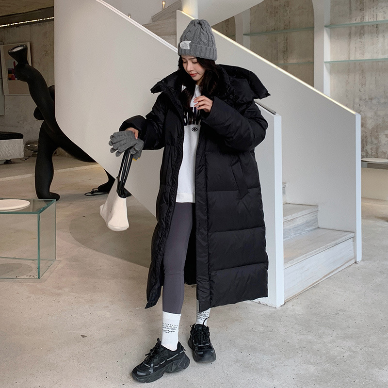 2023 más de rodilla larga chaqueta de algodón de plumón de invierno nuevo estilo coreano simple suelto grueso sombrero extraíble chaqueta de algodón image 8