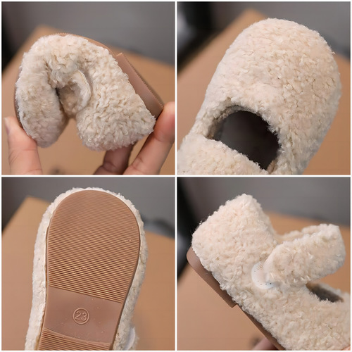 Children's Mao Mao Shoes 2025 Autumn Winter Korean Version Plush Kids' Shoes Girls' Fleece-lined Mao Mao Shoes Girls' Baby Cotton Shoes