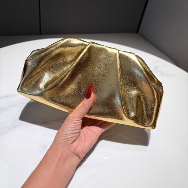 Pleated Cloud Bag Women's Export New Fashion Silver Clutch Bag Armpit Bag Chain Crossbody Bag Cultch