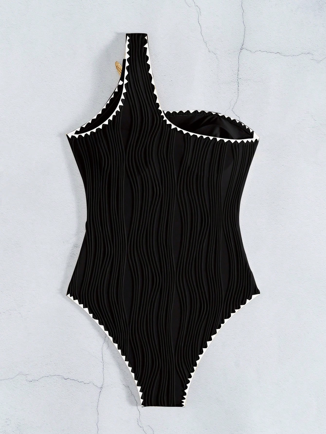 Damenbekleidung, schmal geschnittener, hochwertiger, sexy Einteiler-Bikini mit Triangel-Schnitt und Blumenverzierung, schnelltrocknendes Polyester, dezente Bedeckung_voghion.com