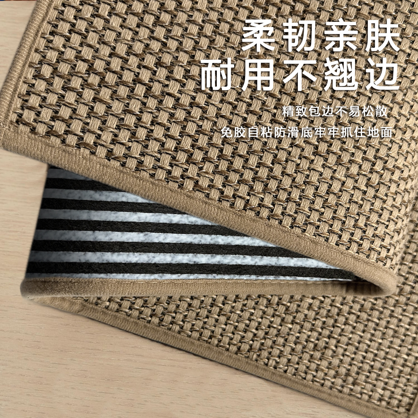 imitación de lino en el hogar almohadilla de suelo TPR sin pegamento autoadhesivo antideslizante antisucio almohadilla de puerta doméstica retro almohadilla de pie de puerta
